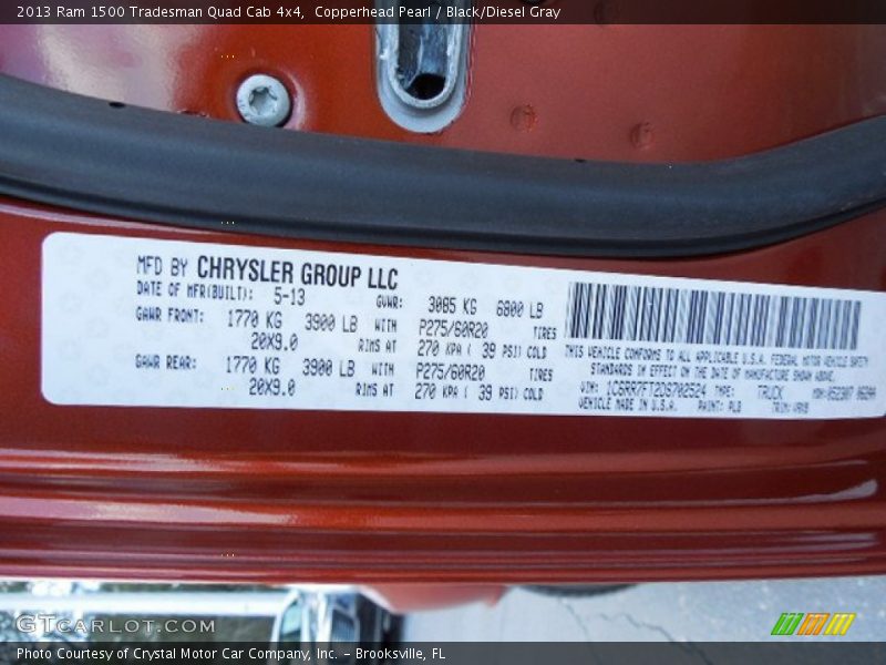 Copperhead Pearl / Black/Diesel Gray 2013 Ram 1500 Tradesman Quad Cab 4x4