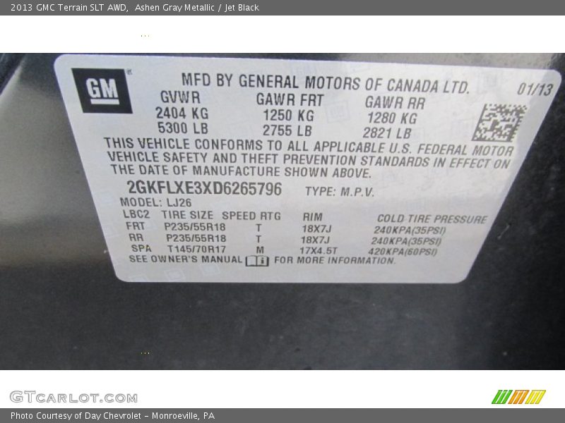 Ashen Gray Metallic / Jet Black 2013 GMC Terrain SLT AWD