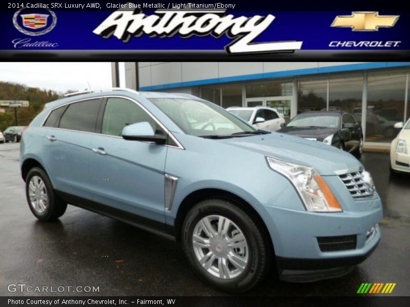 Glacier Blue Metallic / Light Titanium/Ebony 2014 Cadillac SRX Luxury AWD