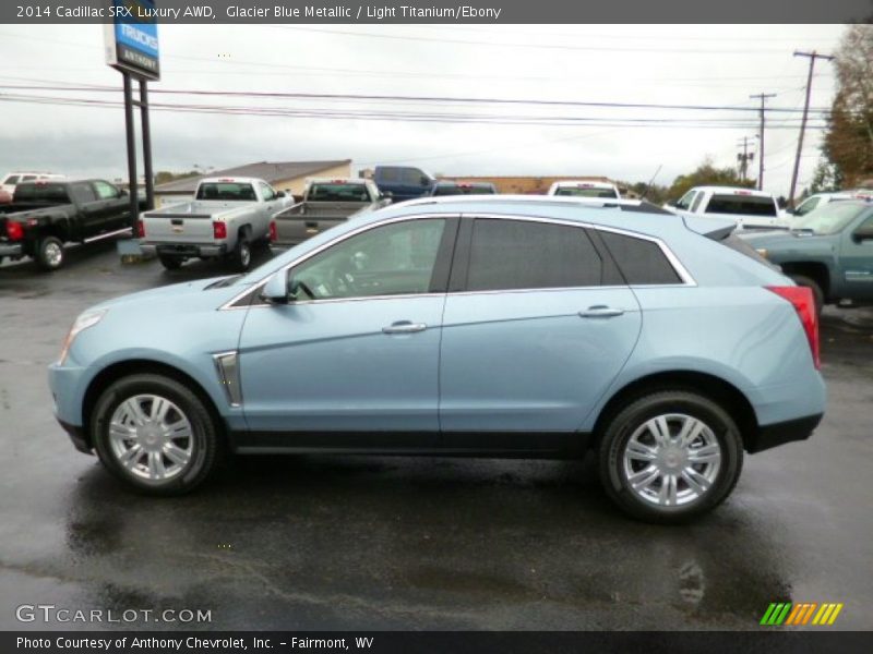 Glacier Blue Metallic / Light Titanium/Ebony 2014 Cadillac SRX Luxury AWD