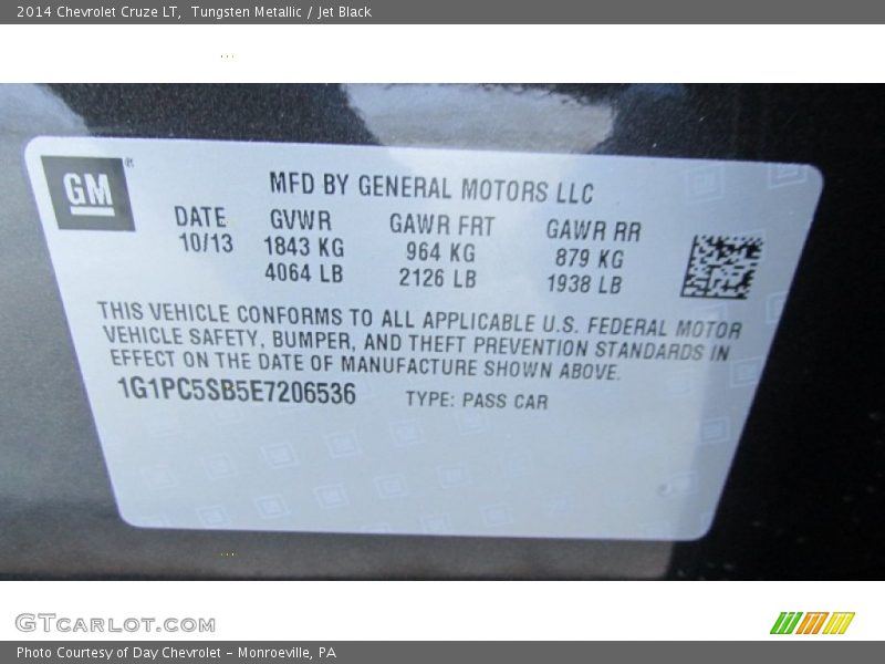 Tungsten Metallic / Jet Black 2014 Chevrolet Cruze LT