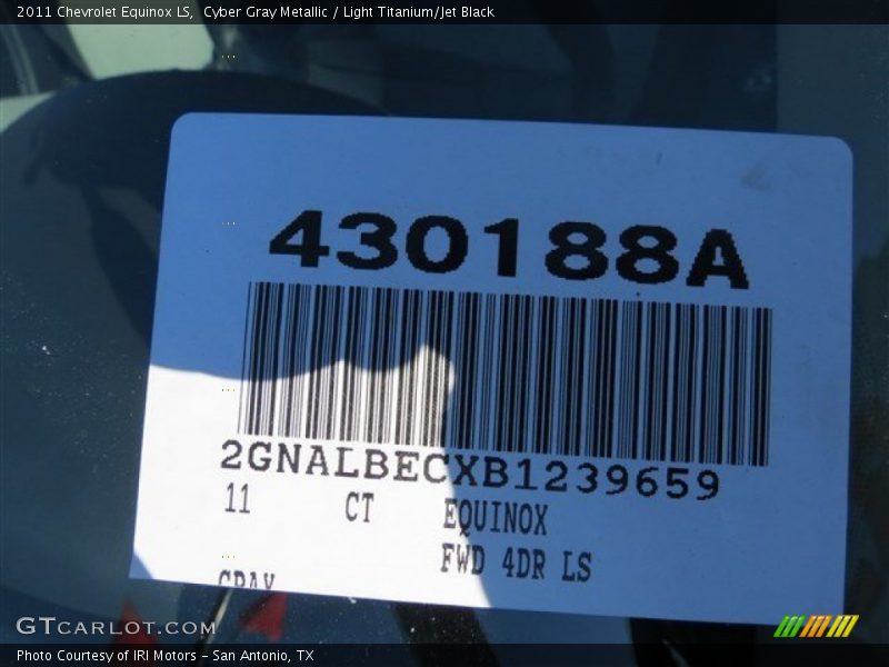 Cyber Gray Metallic / Light Titanium/Jet Black 2011 Chevrolet Equinox LS