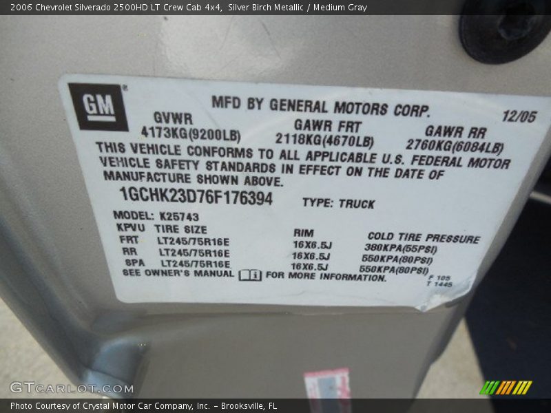 Silver Birch Metallic / Medium Gray 2006 Chevrolet Silverado 2500HD LT Crew Cab 4x4