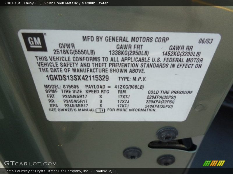 Silver Green Metallic / Medium Pewter 2004 GMC Envoy SLT