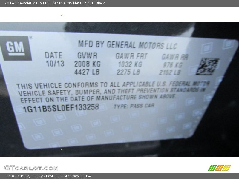 Ashen Gray Metallic / Jet Black 2014 Chevrolet Malibu LS