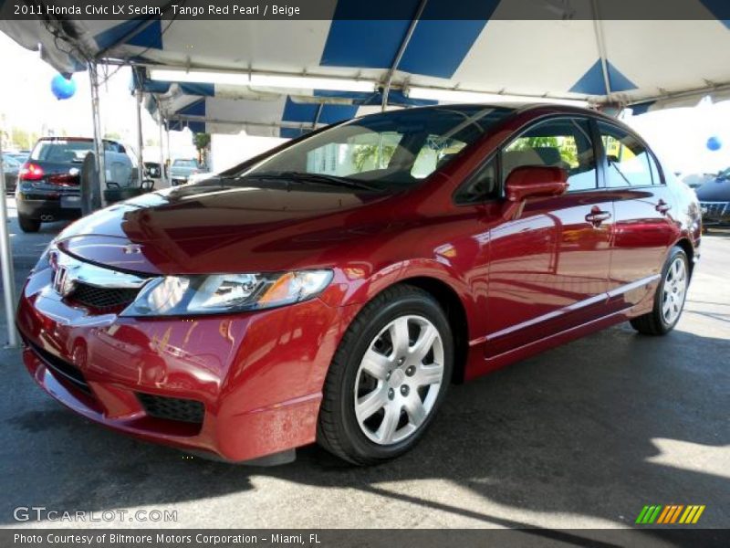 Tango Red Pearl / Beige 2011 Honda Civic LX Sedan