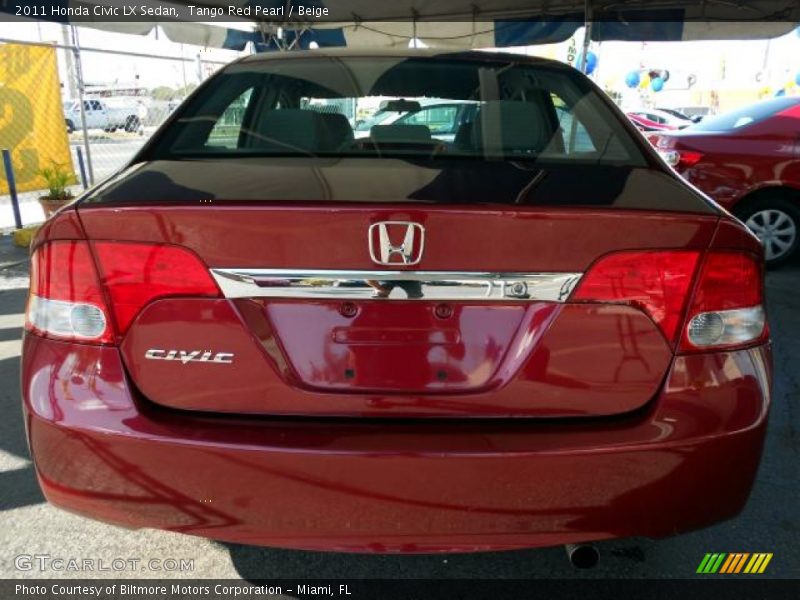 Tango Red Pearl / Beige 2011 Honda Civic LX Sedan