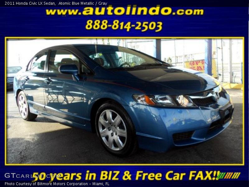 Atomic Blue Metallic / Gray 2011 Honda Civic LX Sedan