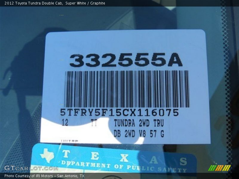 Super White / Graphite 2012 Toyota Tundra Double Cab