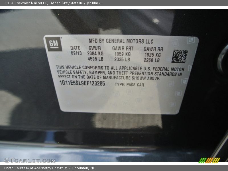 Ashen Gray Metallic / Jet Black 2014 Chevrolet Malibu LT