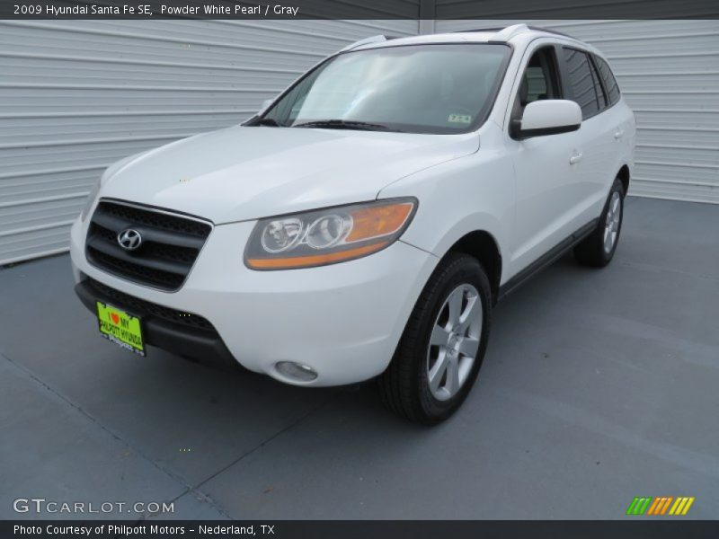 Powder White Pearl / Gray 2009 Hyundai Santa Fe SE
