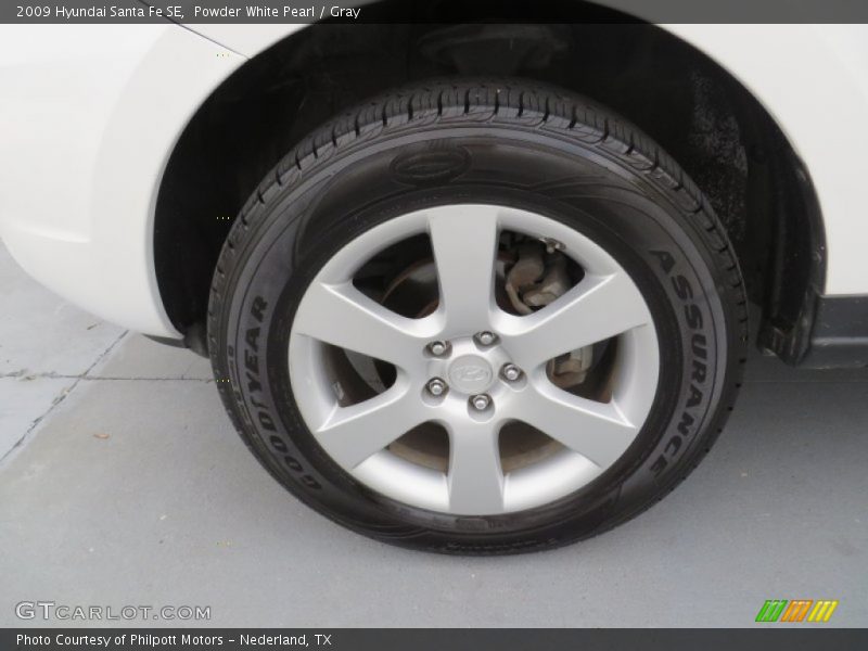 Powder White Pearl / Gray 2009 Hyundai Santa Fe SE