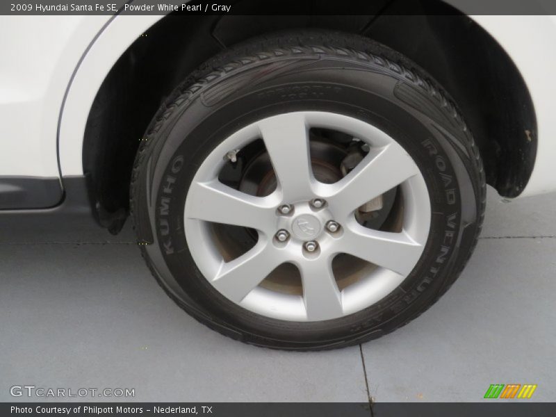 Powder White Pearl / Gray 2009 Hyundai Santa Fe SE