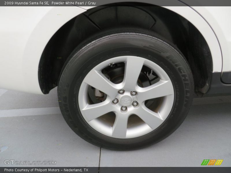 Powder White Pearl / Gray 2009 Hyundai Santa Fe SE