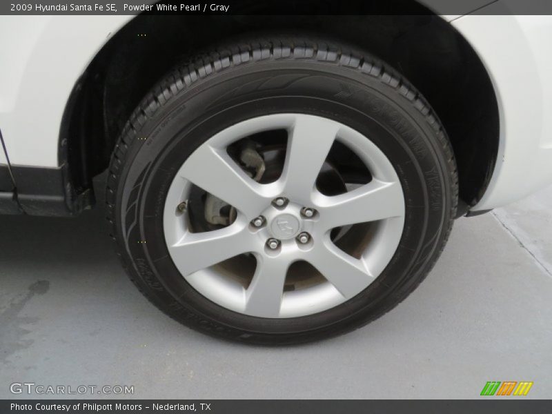 Powder White Pearl / Gray 2009 Hyundai Santa Fe SE