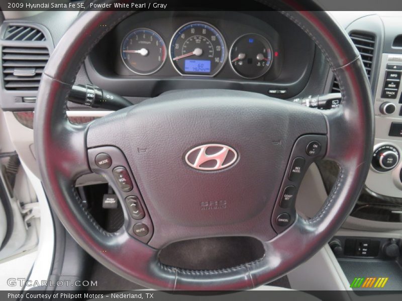 Powder White Pearl / Gray 2009 Hyundai Santa Fe SE