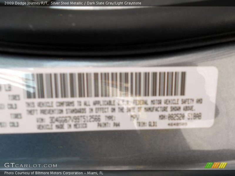 Silver Steel Metallic / Dark Slate Gray/Light Graystone 2009 Dodge Journey R/T