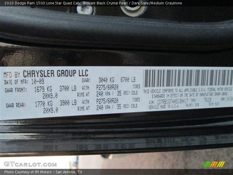 Brilliant Black Crystal Pearl / Dark Slate/Medium Graystone 2010 Dodge Ram 1500 Lone Star Quad Cab