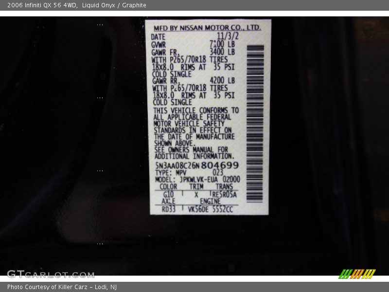 Liquid Onyx / Graphite 2006 Infiniti QX 56 4WD