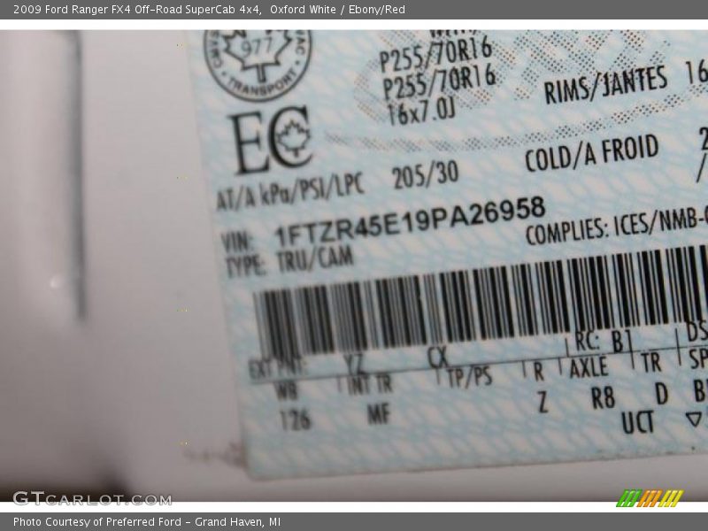 Oxford White / Ebony/Red 2009 Ford Ranger FX4 Off-Road SuperCab 4x4