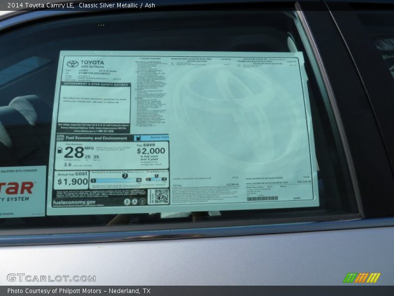 Classic Silver Metallic / Ash 2014 Toyota Camry LE