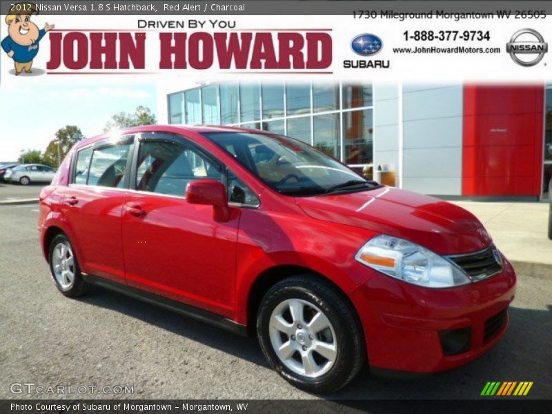 Red Alert / Charcoal 2012 Nissan Versa 1.8 S Hatchback