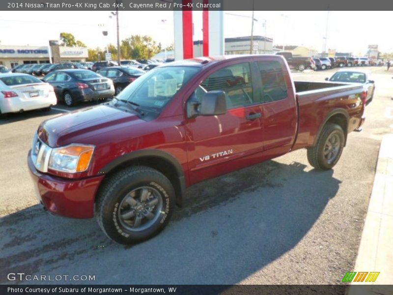 Cayenne Red / Pro-4X Charcoal 2014 Nissan Titan Pro-4X King Cab 4x4