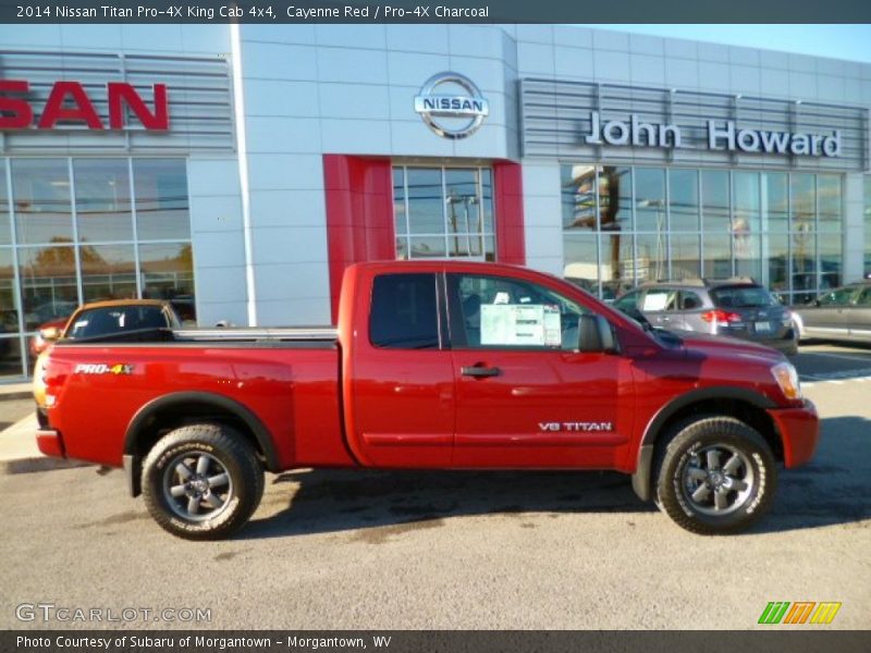 Cayenne Red / Pro-4X Charcoal 2014 Nissan Titan Pro-4X King Cab 4x4