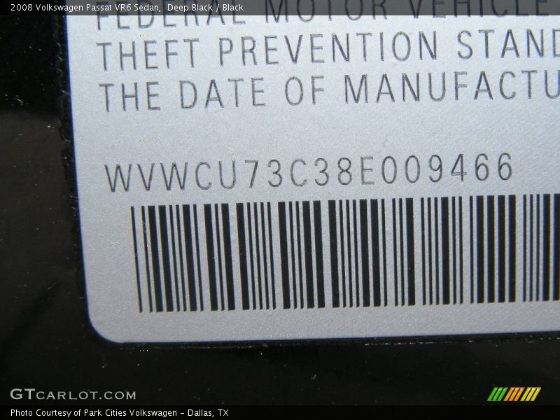 Deep Black / Black 2008 Volkswagen Passat VR6 Sedan