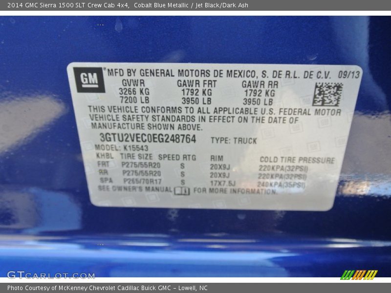 Cobalt Blue Metallic / Jet Black/Dark Ash 2014 GMC Sierra 1500 SLT Crew Cab 4x4