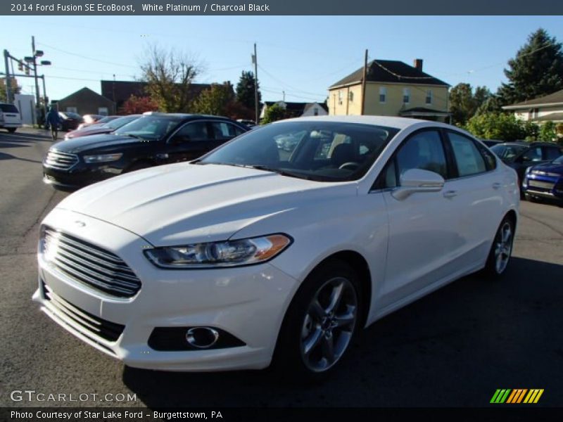 White Platinum / Charcoal Black 2014 Ford Fusion SE EcoBoost