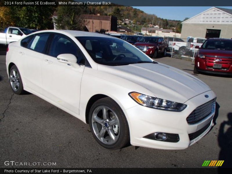 White Platinum / Charcoal Black 2014 Ford Fusion SE EcoBoost