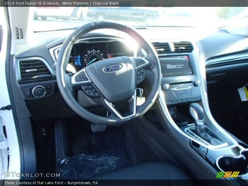 White Platinum / Charcoal Black 2014 Ford Fusion SE EcoBoost