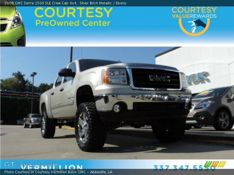 Silver Birch Metallic / Ebony 2008 GMC Sierra 1500 SLE Crew Cab 4x4