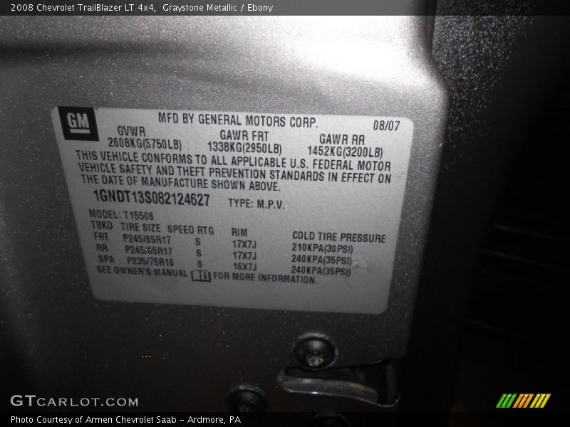 Graystone Metallic / Ebony 2008 Chevrolet TrailBlazer LT 4x4