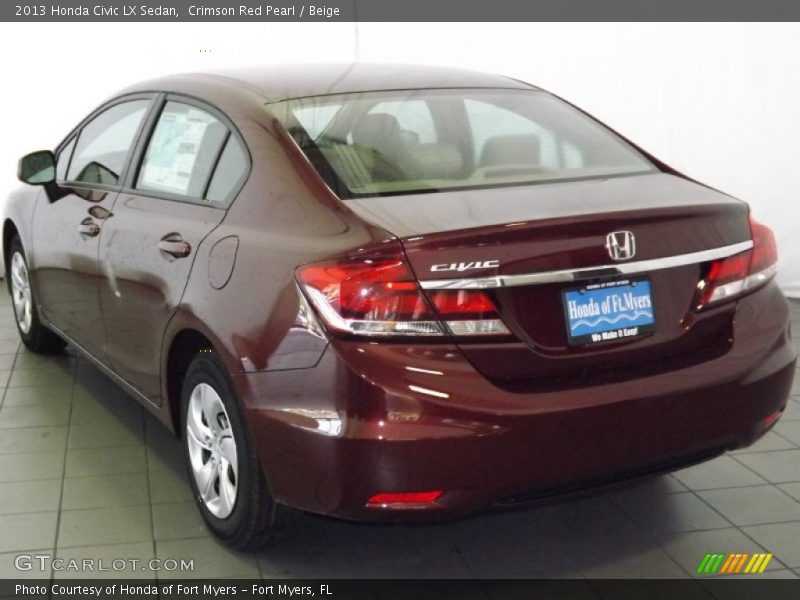Crimson Red Pearl / Beige 2013 Honda Civic LX Sedan