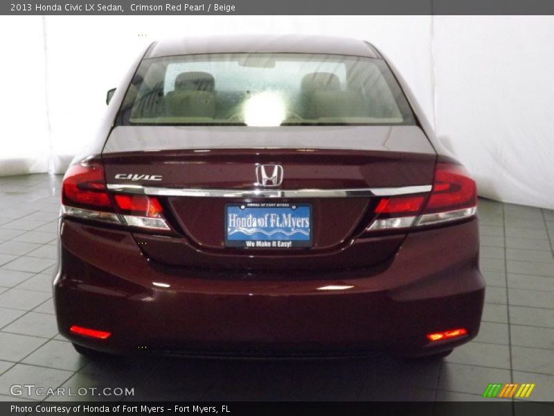 Crimson Red Pearl / Beige 2013 Honda Civic LX Sedan