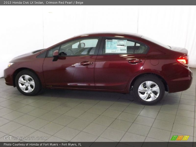 Crimson Red Pearl / Beige 2013 Honda Civic LX Sedan