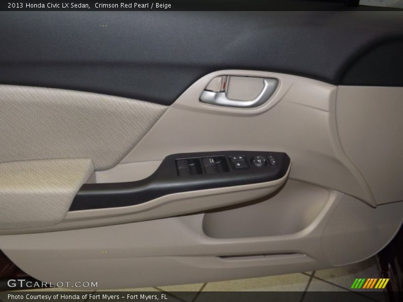 Crimson Red Pearl / Beige 2013 Honda Civic LX Sedan