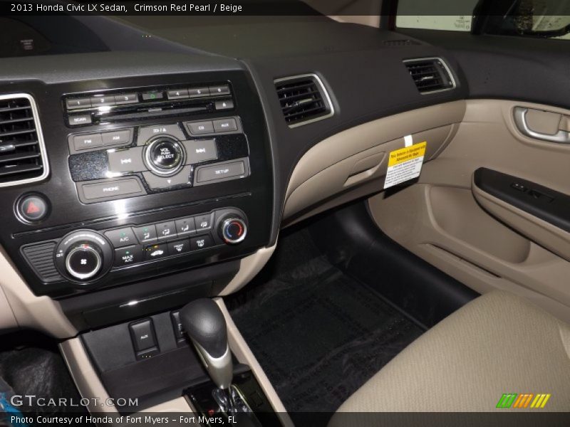 Crimson Red Pearl / Beige 2013 Honda Civic LX Sedan