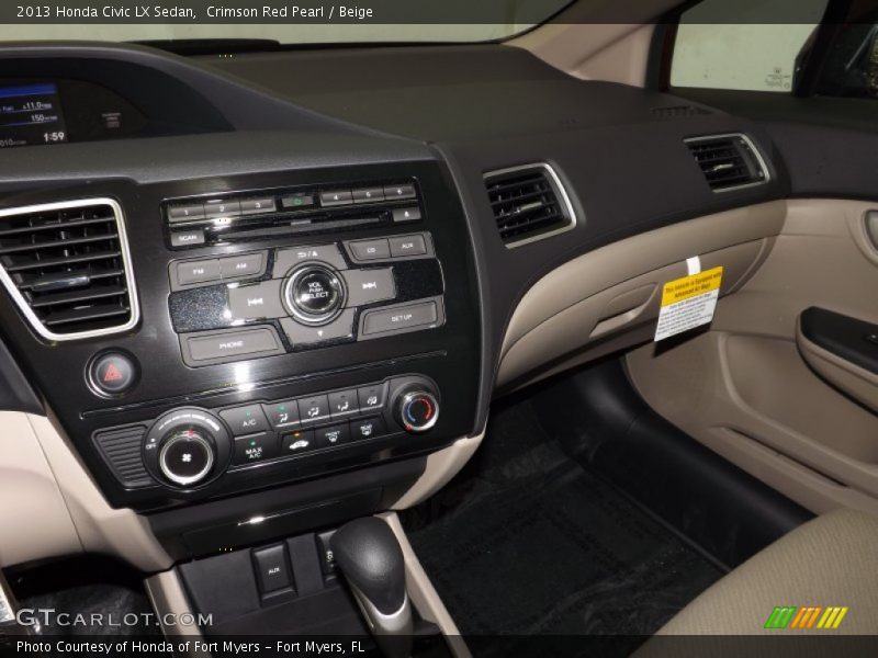 Crimson Red Pearl / Beige 2013 Honda Civic LX Sedan