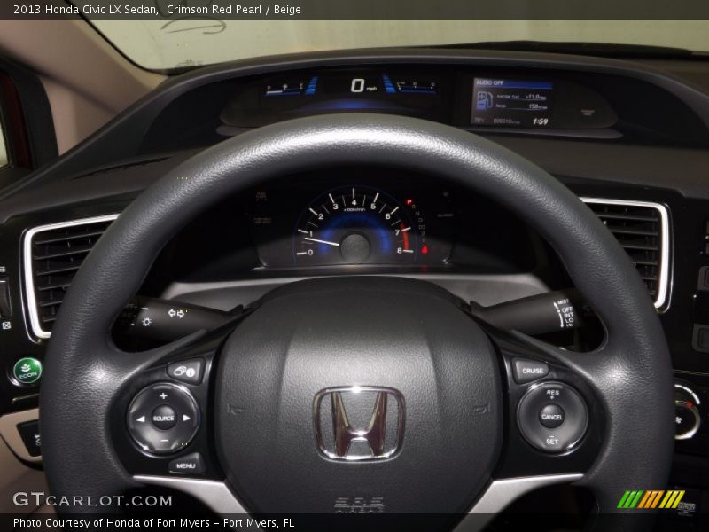 Crimson Red Pearl / Beige 2013 Honda Civic LX Sedan