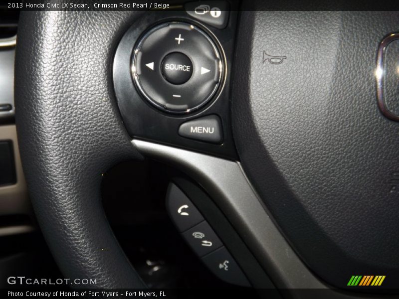 Crimson Red Pearl / Beige 2013 Honda Civic LX Sedan