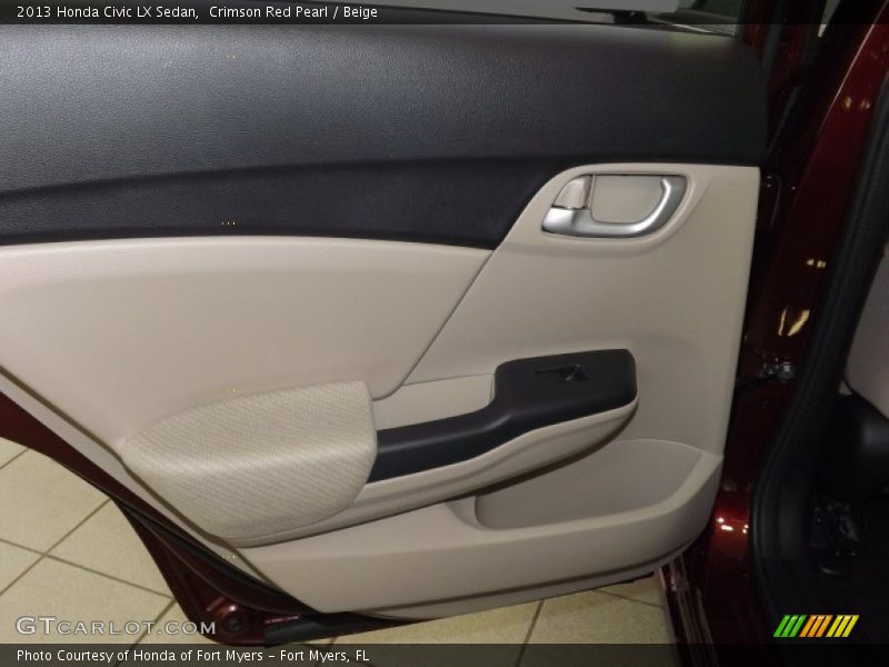 Crimson Red Pearl / Beige 2013 Honda Civic LX Sedan