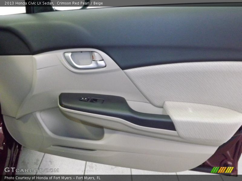 Crimson Red Pearl / Beige 2013 Honda Civic LX Sedan