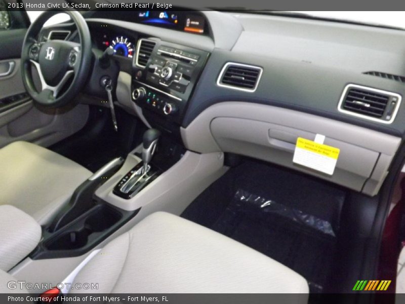 Crimson Red Pearl / Beige 2013 Honda Civic LX Sedan