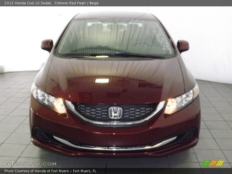 Crimson Red Pearl / Beige 2013 Honda Civic LX Sedan