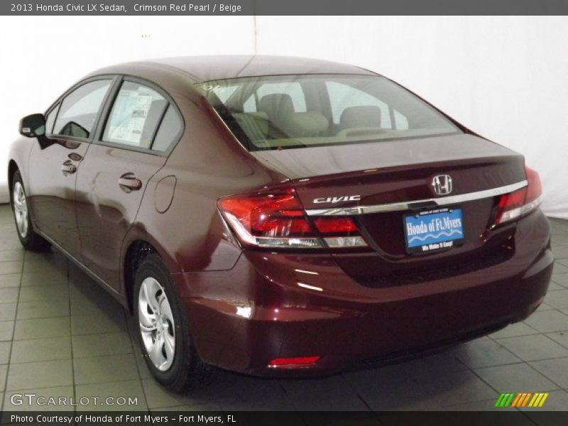 Crimson Red Pearl / Beige 2013 Honda Civic LX Sedan