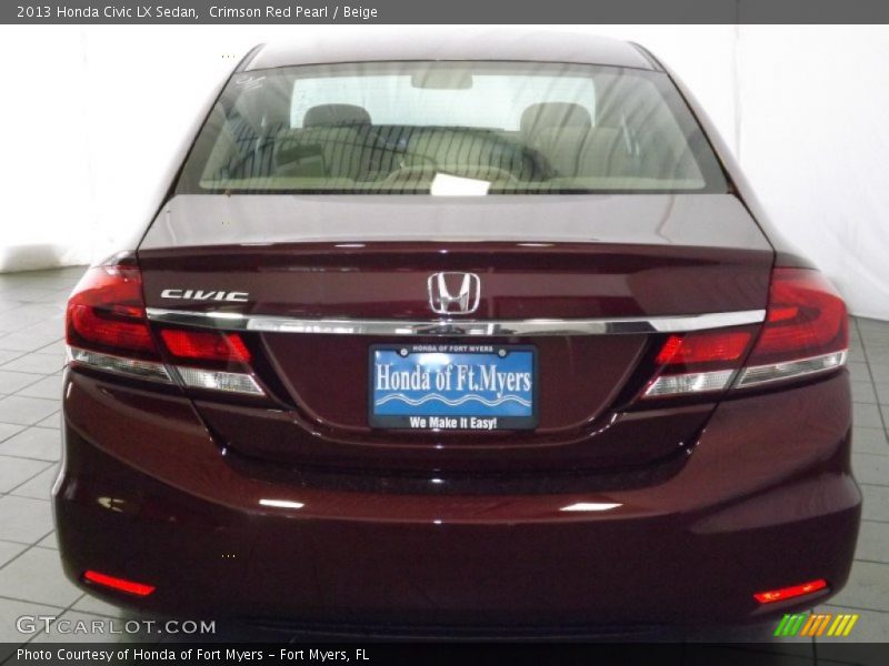 Crimson Red Pearl / Beige 2013 Honda Civic LX Sedan