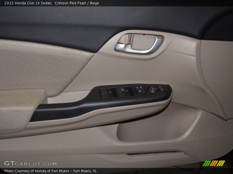 Crimson Red Pearl / Beige 2013 Honda Civic LX Sedan